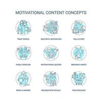 Motivational content concept icons set vector