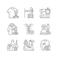 Sewing linear icons set vector