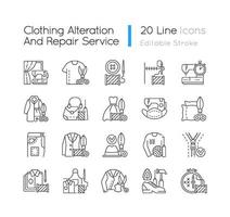 Clothing alteration and repair services linear icons set vector