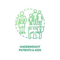 Underweight patients and kids dark green concept icon vector