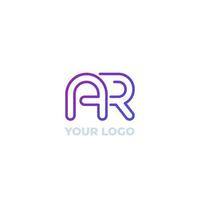 AR letters initials logo, line design vector