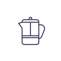 french press line icon on white vector