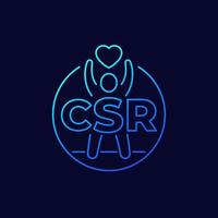 CSR icon, corporate social responsibility, linear vector