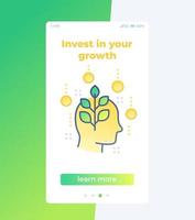 invest in personal growth mobile ui design vector