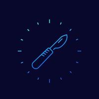 scalpel, surgery line vector icon