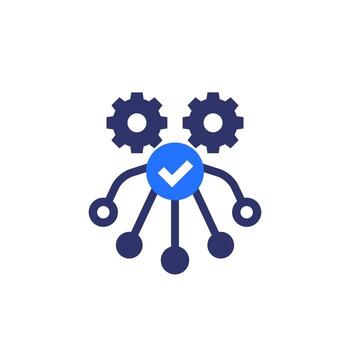 icono de automatización y optimización en blanco, vector