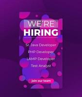 We are hiring banner for mobile social media vector