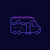 camper, camping van thin line icon vector