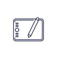 graphic tablet, line icon on white vector