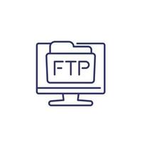 ftp folder line icon with a computer vector