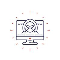 Hacker, cyber crime line icon vector
