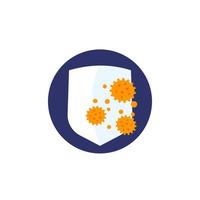 immune system, antibacterial protection icon with virus