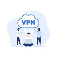 Vpn access vector illustration with people