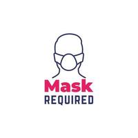 mask required sign with line icon vector