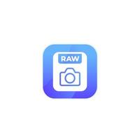 raw file icon with camera, vector