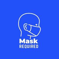 mask required sign, line icon, vector