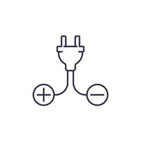 electric plug and plus, minus signs, line icon vector