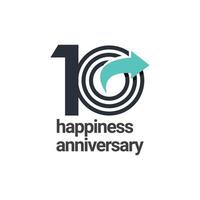 Ilustración de diseño de plantilla de vector de aniversario de felicidad de 10 años