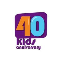 40 Years Kids Anniversary Vector Template Design Illustration