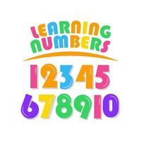 Learning Numbers Set for Kids Vector Template Design Illustration