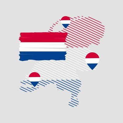 Netherlands flag with map location