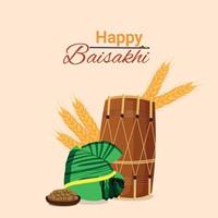 Flat design concept of happy baisakhi vector