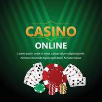 juego de casino en línea con naipes y fichas de casino vector