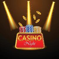 Gambling chip with casino playing card vector