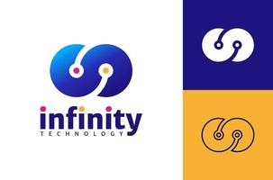 Infinity tech logo vector plantilla, concepto creativo de diseño de logo infinity.