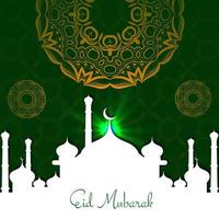 eid mubarak card with mosque pattern festival background vector