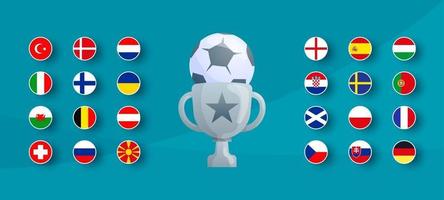 European football 2020 tournament flag set. Vector country flag set for soccer championship.