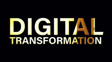 DIGITAL TRANSFORMATION text with gold light loop animation video