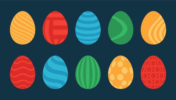 Easter egg flat set vector
