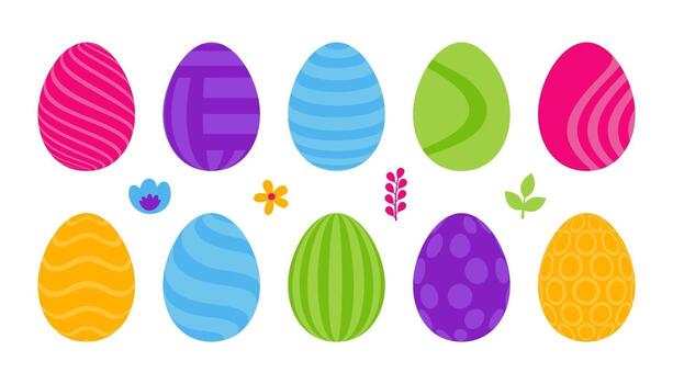 flat Easter egg set vector