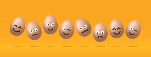 banner de huevo de pascua emoji vector