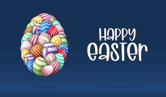 happy Easter egg banner card vector