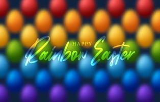 Happy Easter rainbow egg pattern vector background. Simple colorful background with easter eggs