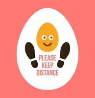 Keep your distance sign footprint shoe shape with easter egg avoid corona covid-19 infection through social distancing vector