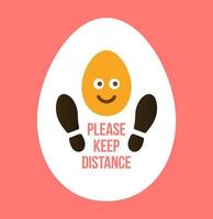 Keep your distance sign footprint shoe shape with easter egg avoid corona covid-19 infection through social distancing vector