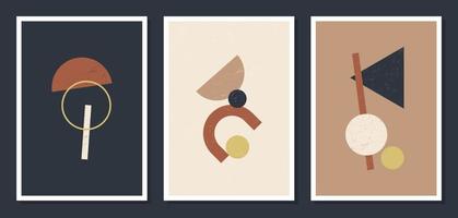 carteles de pared de arte vectorial geométrico minimalista. conjunto de minimalistas años 20 geométricos abstractos contemporáneos carteles vector plantilla boho formas primitivas elementos ideales para decoración de paredes estilo moderno hipster