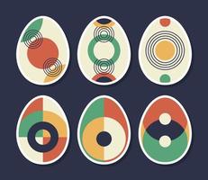 conjunto de huevo de pascua geométrico minimalista con elementos de forma geométrica. Ilustración de vector de plantillas abstractas de moda creativas contemporáneas modernas.
