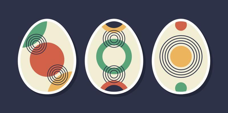 Set of minimalistic geometric easter egg with geometric shape elements. Modern contemporary creative trendy abstract templates vector illustration.