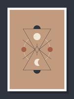 minimalistic poster with celestial bodies. Poster in a modern boho style. The moon and the stars. Vector mystical Illustration cards.