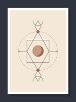 minimalistic poster with celestial bodies. Poster in a modern boho style. The moon and the stars. Vector mystical Illustration cards.