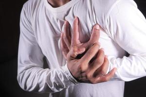 Man holding chest in pain photo