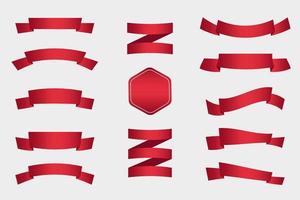 Pack of Simple Ribbons With Red Color vector