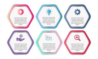 Gradient Hexagon Infographic Template With Business Icons vector