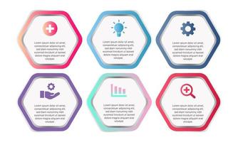 Plantilla de infografía hexagonal degradado con iconos de negocios vector