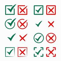 Green Checkmark and Red Cross Collection vector