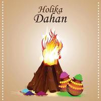 Holika dehan creative background with realistic bonefire vector